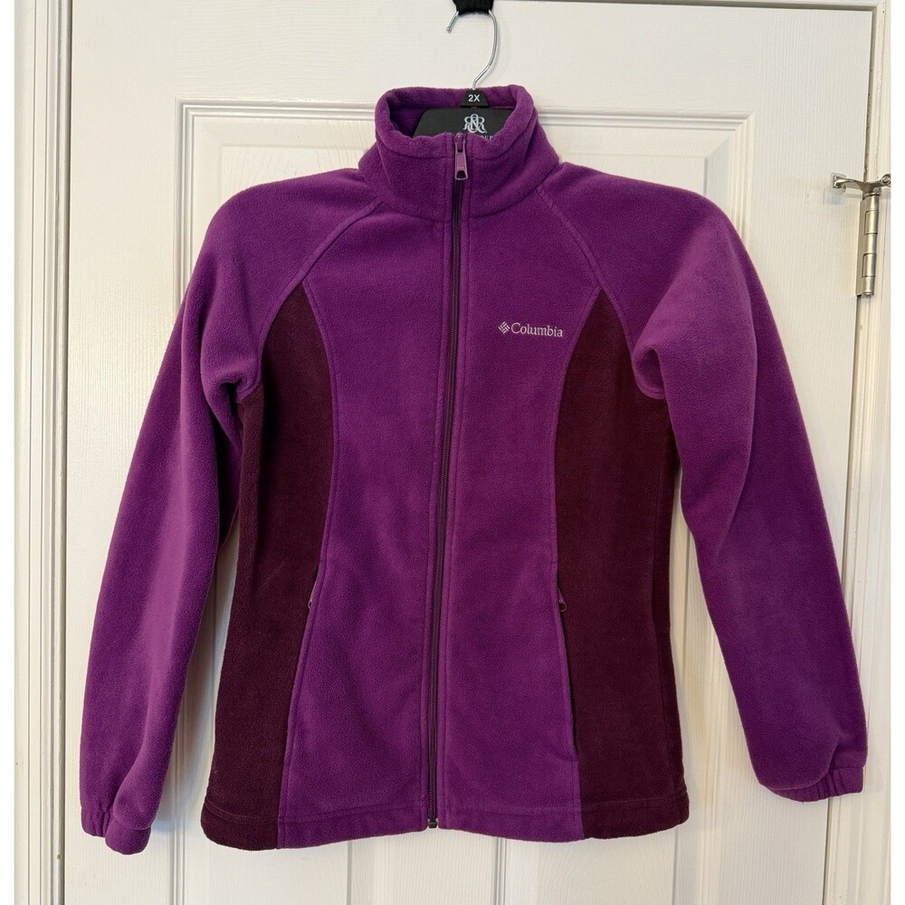 EXCELLENT Columbia Womens fleece Purple Full Zip Jacket Pockets size SMALL